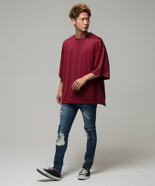 Vicci(ビッチ)の「『vicci/ヴィッチ』ビッグシルエットクルーネック5分袖Tシャツ(Tシャツ/カットソー・メンズ・ブラック/パープル/グレー/ミント/ワイン/テラコッタ・M/L)」の12枚目の写真