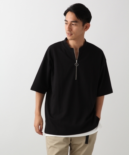 RAGEBLUE(レイジブルー)の「ハーフZIPスタンドTシャツ/803719(Tシャツ/カットソー・メンズ・ブラック/ベージュ/ホワイト/ネイビー・MEDIUM/LARGE/SMALL)」の3枚目の写真