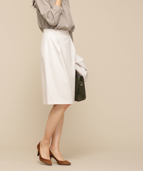 NANO universe（ナノユニバース）の「FO ドビータックコクーンスカート（スカート・レディース・ネイビー/アイボリー/ピンクベージュ・38/36）」の2枚目の写真