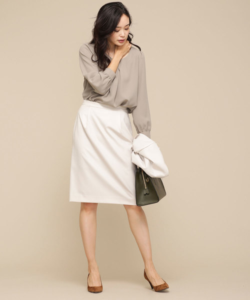 NANO universe（ナノユニバース）の「FO ドビータックコクーンスカート（スカート・レディース・ネイビー/アイボリー/ピンクベージュ・38/36）」の8枚目の写真