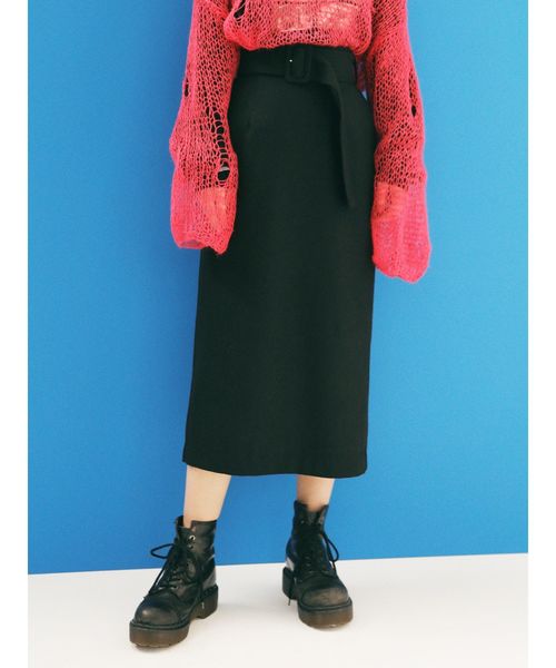 jouetie(ジュエティ)の「ベルトナロースカート(スカート・レディース・ブラック/ブラウン/カーキ・MEDIUM)」の2枚目の写真