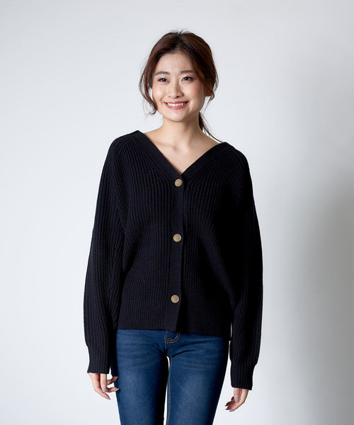 KOBE LETTUCE（コウベレタス）の「ドルマンスリーブVネックニットカーディガン（カーディガン/ボレロ・レディース・ブラック/ベージュ/オフホワイト/イエロー・FREE）」の3枚目の写真