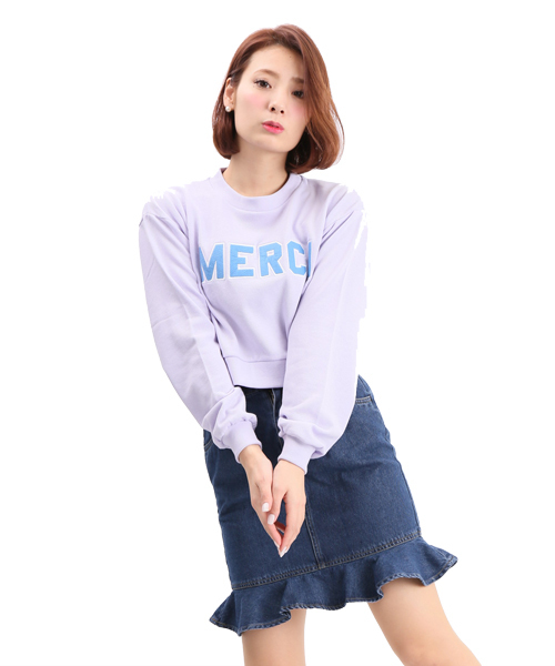 WEGO（ウィゴー）の「WEGO/ワッペンスウェット（スウェット・レディース・オフホワイト/杢グレー/サックスブルー/ライトパープル・FREE）」の4枚目の写真