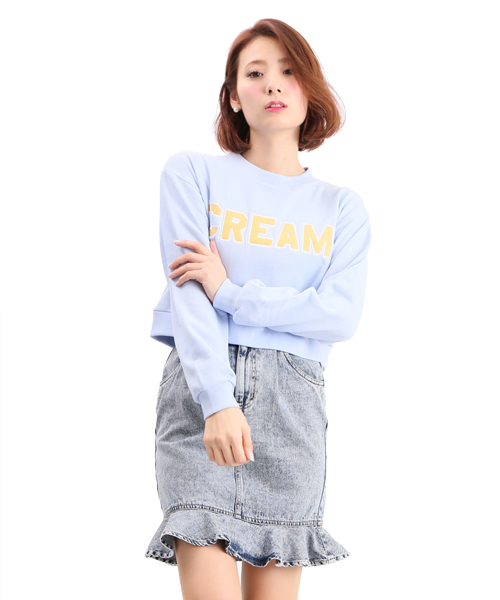 WEGO（ウィゴー）の「WEGO/ワッペンスウェット（スウェット・レディース・オフホワイト/杢グレー/サックスブルー/ライトパープル・FREE）」の3枚目の写真