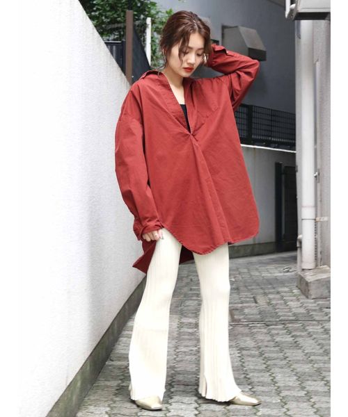 Ungrid（アングリッド）の「ランダムリブニットフレアパンツ（その他パンツ・レディース・ブラック/オフホワイト/モカ・FREE）」の9枚目の写真