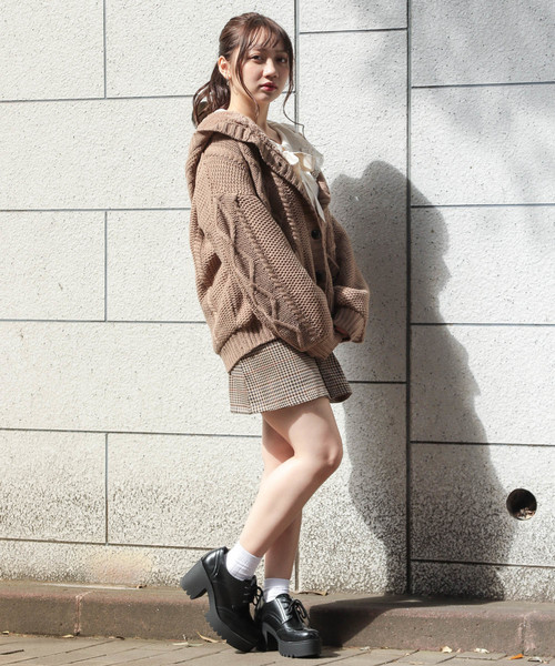 apres jour（アプレジュール）の「裏ボアケーブルフードニットアウター【ZOZOTOWN限定アイテム】19AW★（その他アウター・レディース・ダークブラウン/ベージュ/モカ・フリー）」の21枚目の写真