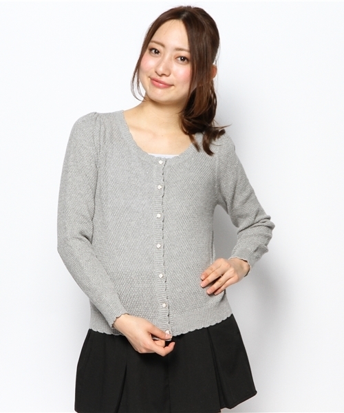 one after another NICE CLAUP（ワンアフターアナザーナイスクラップ）の「【ナイスクラップ】シェルボタンラメカーディガン（カーディガン/ボレロ・レディース・オフホワイト/ネイビー/グレー/レッド/イエロー・FREE）」の3枚目の写真