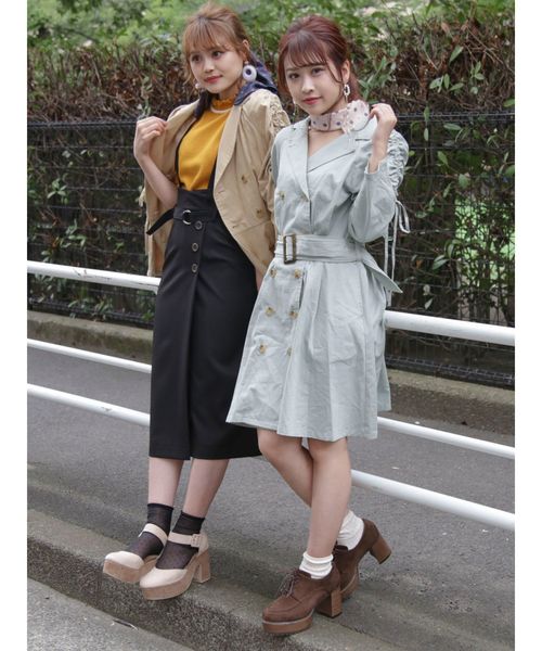 dazzlin（ダズリン）の「ショートトレンチワンピース（ワンピース・レディース・ベージュ/カーキ/ブルー・FREE）」の5枚目の写真