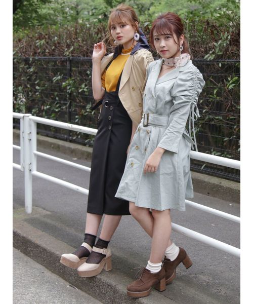 dazzlin（ダズリン）の「ショートトレンチワンピース（ワンピース・レディース・ベージュ/カーキ/ブルー・FREE）」の6枚目の写真