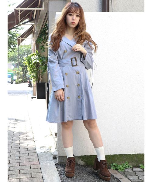 dazzlin（ダズリン）の「ショートトレンチワンピース（ワンピース・レディース・ベージュ/カーキ/ブルー・FREE）」の15枚目の写真