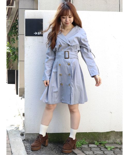 dazzlin（ダズリン）の「ショートトレンチワンピース（ワンピース・レディース・ベージュ/カーキ/ブルー・FREE）」の17枚目の写真