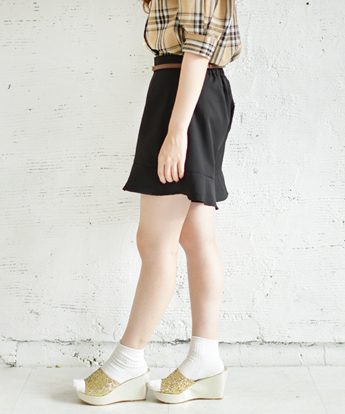 PairPair（ペアペア）の「チェック＆無地フリルショートパンツ（その他パンツ・レディース・ブラック/その他/モカ/ブラウン系その他・FREE）」の13枚目の写真