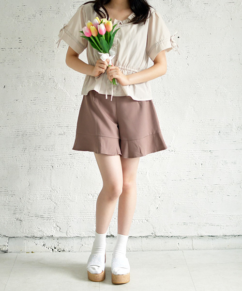 PairPair（ペアペア）の「チェック＆無地フリルショートパンツ（その他パンツ・レディース・ブラック/その他/モカ/ブラウン系その他・FREE）」の15枚目の写真