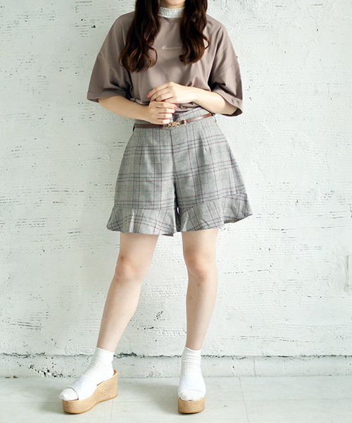 PairPair（ペアペア）の「チェック＆無地フリルショートパンツ（その他パンツ・レディース・ブラック/その他/モカ/ブラウン系その他・FREE）」の20枚目の写真