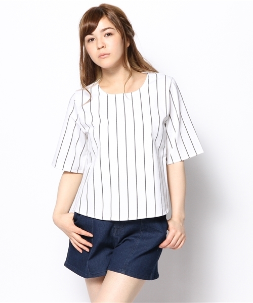 WHO'S WHO gallery（フーズフーギャラリー）の「ストライププルオーバー（シャツ/ブラウス・レディース・グレー/ホワイト・FREE）」の10枚目の写真