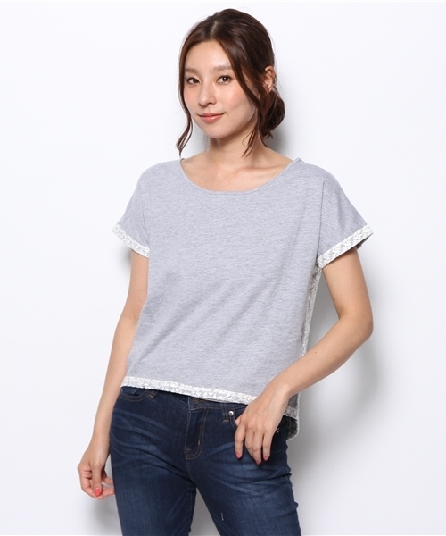 un dix cors（アンディコール）の「後ろ刺繍レースPO（Tシャツ/カットソー・レディース・ホワイト/グレー/ブルー・38）」の2枚目の写真