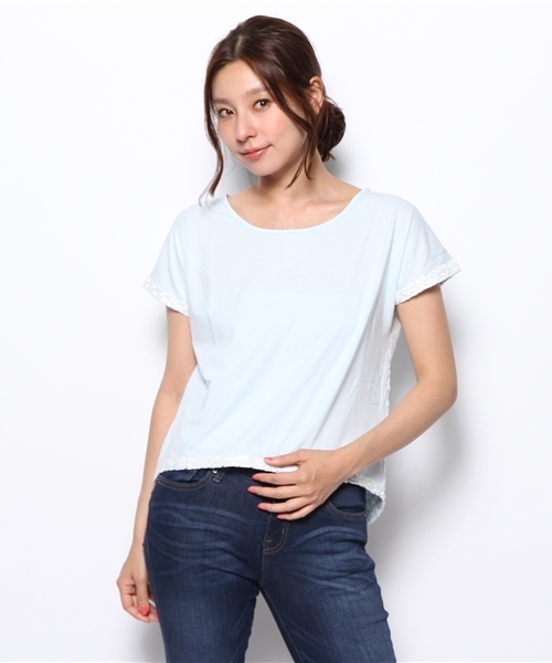 un dix cors（アンディコール）の「後ろ刺繍レースPO（Tシャツ/カットソー・レディース・ホワイト/グレー/ブルー・38）」の3枚目の写真