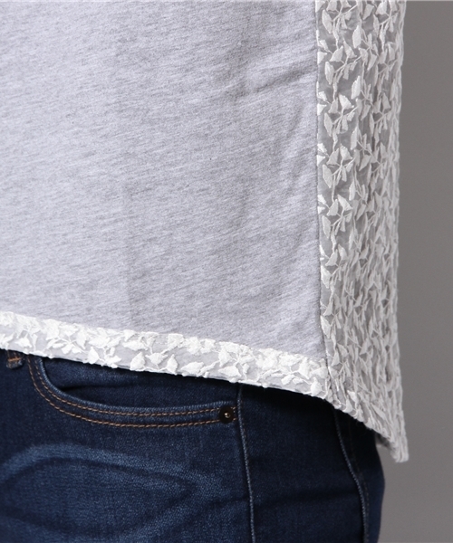 un dix cors（アンディコール）の「後ろ刺繍レースPO（Tシャツ/カットソー・レディース・ホワイト/グレー/ブルー・38）」の7枚目の写真