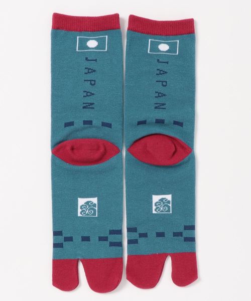 カヤ（カヤ）の「【カヤ】足袋型くつ下23～25cm -JAPAN-日の丸 左右（ソックス/靴下・レディース・ネイビー/ブルーグリーン/ホワイト×レッド・FREE）」の6枚目の写真