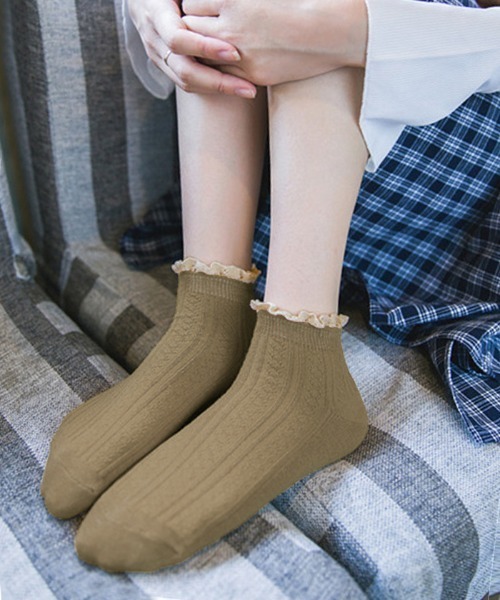 Futier land（フューティアランド）の「レース付ショートソックス（ソックス/靴下・レディース・ホワイト/ブラック/ベージュ・FREE）」の3枚目の写真