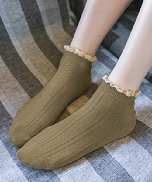 Futier land（フューティアランド）の「レース付ショートソックス（ソックス/靴下・レディース・ホワイト/ブラック/ベージュ・FREE）」の7枚目の写真