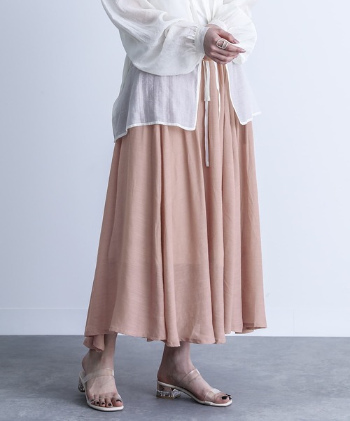 n'OrLABEL（ノアールレーベル）の「『ゆるひらスラブスカート』（スカート・レディース・サックスブルー/ブラック/グレー/ネイビー/スモークピンク/ターメリック/モカ/ミント/アイボリー/オレンジ・FREE）」の9枚目の写真