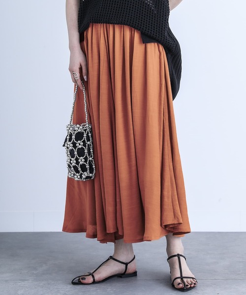 n'OrLABEL（ノアールレーベル）の「『ゆるひらスラブスカート』（スカート・レディース・サックスブルー/ブラック/グレー/ネイビー/スモークピンク/ターメリック/モカ/ミント/アイボリー/オレンジ・FREE）」の10枚目の写真