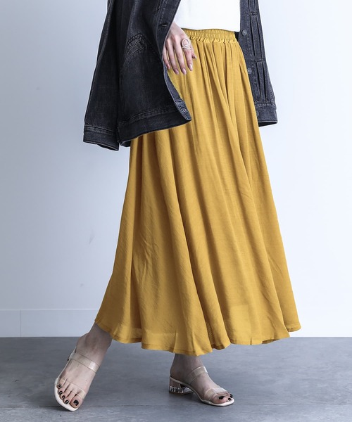 n'OrLABEL（ノアールレーベル）の「『ゆるひらスラブスカート』（スカート・レディース・サックスブルー/ブラック/グレー/ネイビー/スモークピンク/ターメリック/モカ/ミント/アイボリー/オレンジ・FREE）」の8枚目の写真