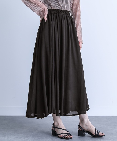 n'OrLABEL（ノアールレーベル）の「『ゆるひらスラブスカート』（スカート・レディース・サックスブルー/ブラック/グレー/ネイビー/スモークピンク/ターメリック/モカ/ミント/アイボリー/オレンジ・FREE）」の3枚目の写真