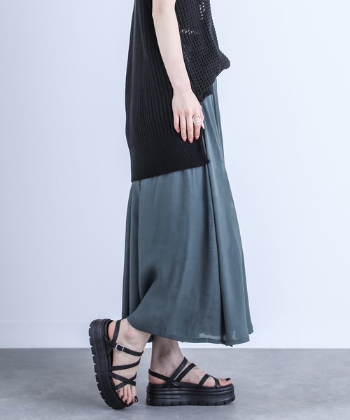 n'OrLABEL（ノアールレーベル）の「『ゆるひらスラブスカート』（スカート・レディース・サックスブルー/ブラック/グレー/ネイビー/スモークピンク/ターメリック/モカ/ミント/アイボリー/オレンジ・FREE）」の19枚目の写真
