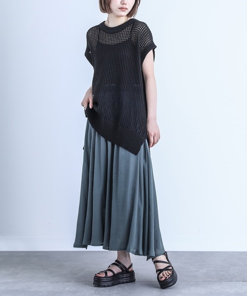 n'OrLABEL（ノアールレーベル）の「『ゆるひらスラブスカート』（スカート・レディース・サックスブルー/ブラック/グレー/ネイビー/スモークピンク/ターメリック/モカ/ミント/アイボリー/オレンジ・FREE）」の21枚目の写真