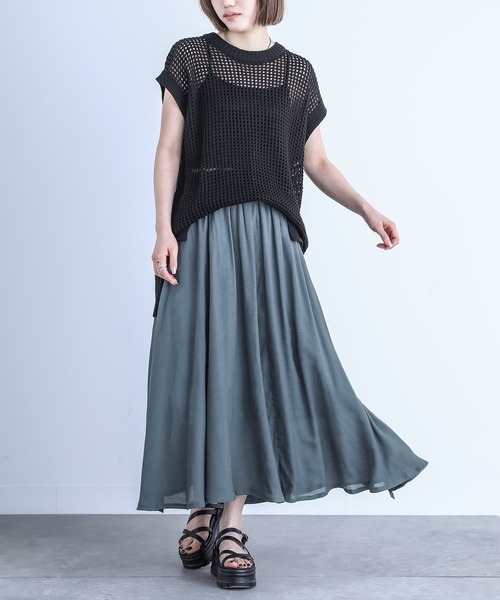 n'OrLABEL（ノアールレーベル）の「『ゆるひらスラブスカート』（スカート・レディース・サックスブルー/ブラック/グレー/ネイビー/スモークピンク/ターメリック/モカ/ミント/アイボリー/オレンジ・FREE）」の22枚目の写真