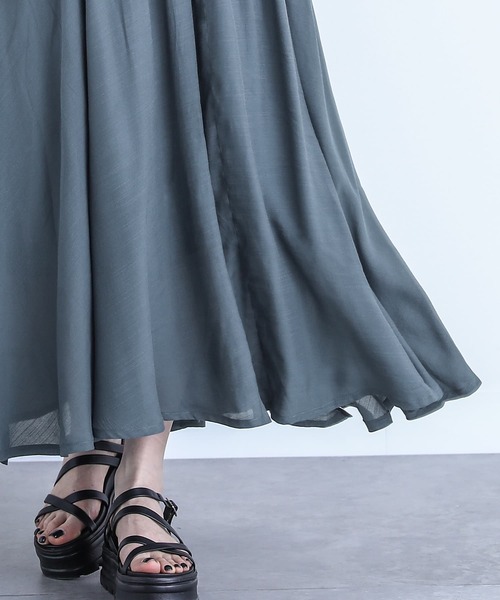 n'OrLABEL（ノアールレーベル）の「『ゆるひらスラブスカート』（スカート・レディース・サックスブルー/ブラック/グレー/ネイビー/スモークピンク/ターメリック/モカ/ミント/アイボリー/オレンジ・FREE）」の17枚目の写真