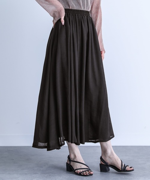 n'OrLABEL（ノアールレーベル）の「『ゆるひらスラブスカート』（スカート・レディース・サックスブルー/ブラック/グレー/ネイビー/スモークピンク/ターメリック/モカ/ミント/アイボリー/オレンジ・FREE）」の12枚目の写真