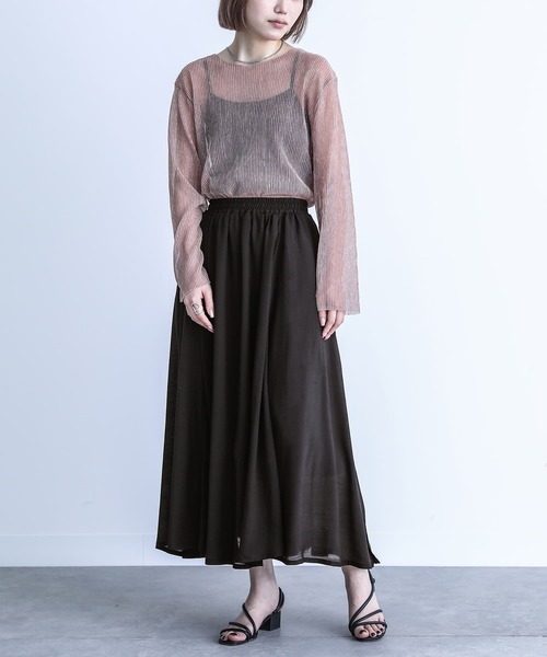 n'OrLABEL（ノアールレーベル）の「『ゆるひらスラブスカート』（スカート・レディース・サックスブルー/ブラック/グレー/ネイビー/スモークピンク/ターメリック/モカ/ミント/アイボリー/オレンジ・FREE）」の13枚目の写真