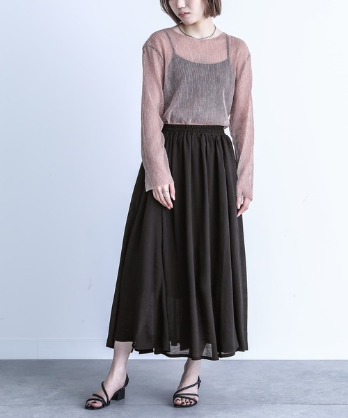 n'OrLABEL（ノアールレーベル）の「『ゆるひらスラブスカート』（スカート・レディース・サックスブルー/ブラック/グレー/ネイビー/スモークピンク/ターメリック/モカ/ミント/アイボリー/オレンジ・FREE）」の14枚目の写真