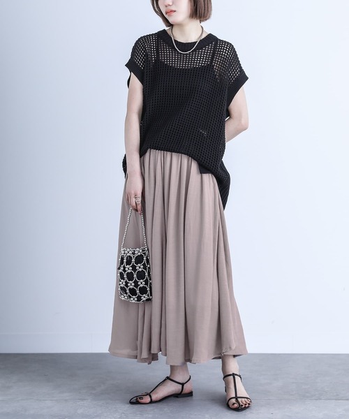 n'OrLABEL（ノアールレーベル）の「『ゆるひらスラブスカート』（スカート・レディース・サックスブルー/ブラック/グレー/ネイビー/スモークピンク/ターメリック/モカ/ミント/アイボリー/オレンジ・FREE）」の15枚目の写真