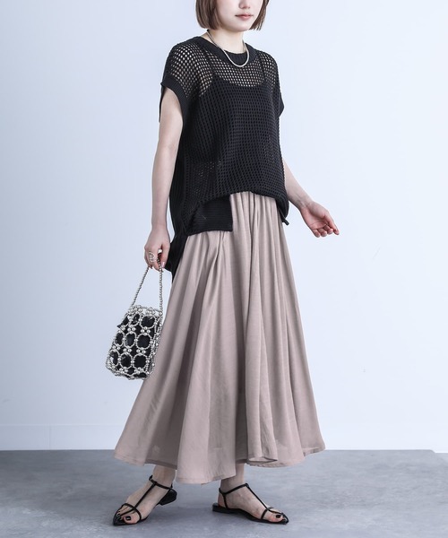 n'OrLABEL（ノアールレーベル）の「『ゆるひらスラブスカート』（スカート・レディース・サックスブルー/ブラック/グレー/ネイビー/スモークピンク/ターメリック/モカ/ミント/アイボリー/オレンジ・FREE）」の16枚目の写真