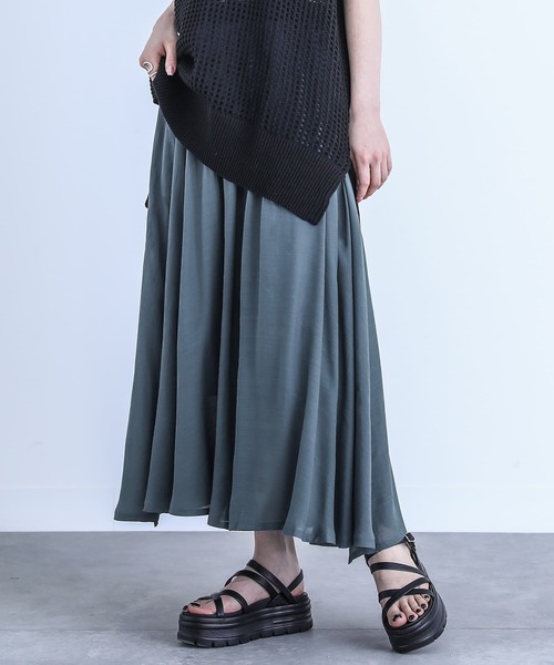 n'OrLABEL（ノアールレーベル）の「『ゆるひらスラブスカート』（スカート・レディース・サックスブルー/ブラック/グレー/ネイビー/スモークピンク/ターメリック/モカ/ミント/アイボリー/オレンジ・FREE）」の18枚目の写真