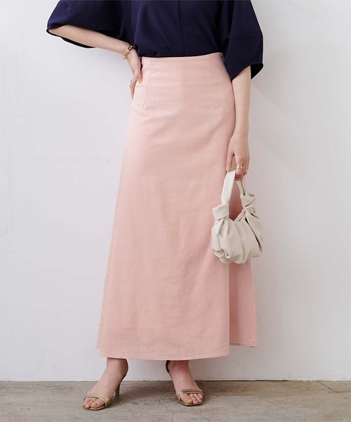 UR'S（ユアーズ）の「麻混ｾﾐﾌﾚｱｽｶｰﾄ（スカート・レディース・ブラウン/ベージュ/パープル/カーキ/ナチュラル/ブラック/レッド/グレイッシュベージュ/イエロー/ピンク/グリーン/ブルーグリーン/ダークネイビー/ターコイズブルー/オレンジ系その他・S/M/L）」の13枚目の写真