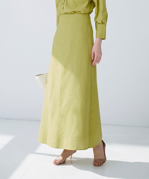 UR'S（ユアーズ）の「麻混ｾﾐﾌﾚｱｽｶｰﾄ（スカート・レディース・ブラウン/ベージュ/パープル/カーキ/ナチュラル/ブラック/レッド/グレイッシュベージュ/イエロー/ピンク/グリーン/ブルーグリーン/ダークネイビー/ターコイズブルー/オレンジ系その他・S/M/L）」の12枚目の写真