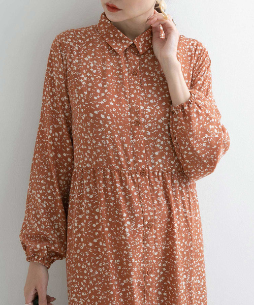 Newlyme（ニューリーミー）の「花柄マキシシャツワンピース【R】（ワンピース・レディース・ブラック/ピンク・MEDIUM/LARGE）」の6枚目の写真