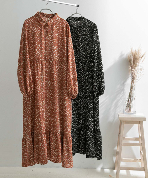Newlyme（ニューリーミー）の「花柄マキシシャツワンピース【R】（ワンピース・レディース・ブラック/ピンク・MEDIUM/LARGE）」の10枚目の写真
