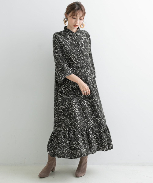 Newlyme（ニューリーミー）の「花柄マキシシャツワンピース【R】（ワンピース・レディース・ブラック/ピンク・MEDIUM/LARGE）」の11枚目の写真