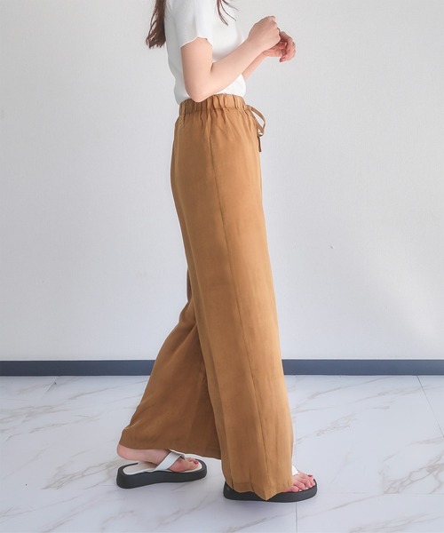 KOBE LETTUCE(コウベレタス)の「サテンワイドパンツ(その他パンツ・レディース・ダークブラウン/パープル/ゴールド系その他/ブルー・FREE)」の5枚目の写真