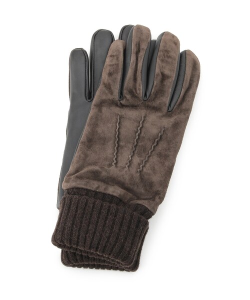 tk.TAKEO KIKUCHI（ティーケータケオキクチ）の「スウェードリブグローブ（手袋・メンズ・ブラック/ダークブラウン/ネイビー・00）」の2枚目の写真