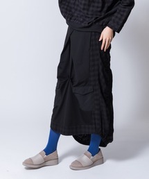 WHITE | コットンリネンチェックミリタリーシャーリングスカート(スカート)