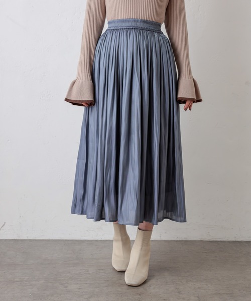 natural couture（ナチュラルクチュール）の「シャイニーサテンキラリギャザースカート（スカート・レディース・モカ/ベージュ/ミント/ブルー/ラベンダー・FREE）」の11枚目の写真