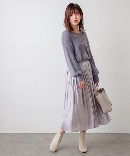 natural couture（ナチュラルクチュール）の「シャイニーサテンキラリギャザースカート（スカート・レディース・モカ/ベージュ/ミント/ブルー/ラベンダー・FREE）」の17枚目の写真