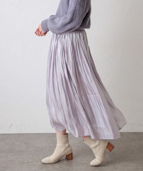 natural couture（ナチュラルクチュール）の「シャイニーサテンキラリギャザースカート（スカート・レディース・モカ/ベージュ/ミント/ブルー/ラベンダー・FREE）」の14枚目の写真